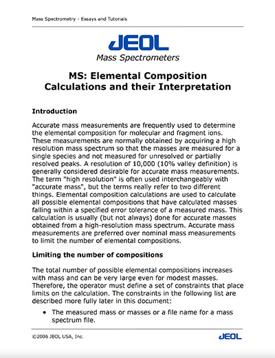 MS Elemental Composition Calculations and Their Interpretation